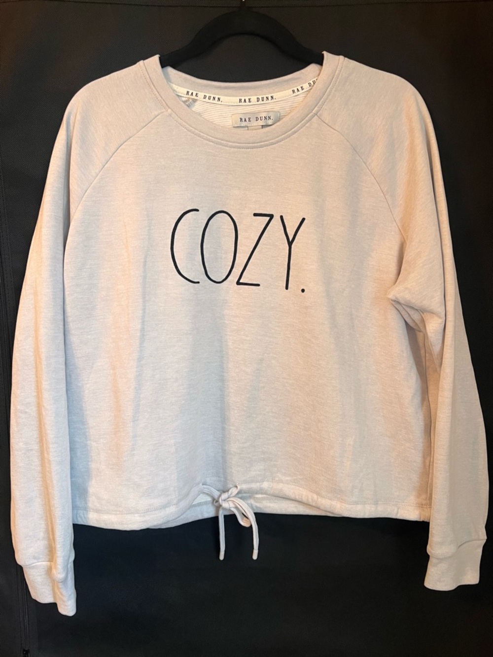 Rae Dunn Cream "COZY." Drawstring Sweatshirt